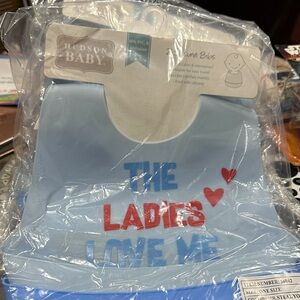 Hudson Baby Light Blue and Dark Blue Bib - The Ladies Love Me (2-pack)